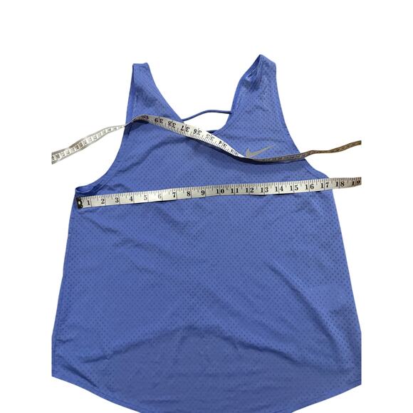 Nike Women's Dri-FIT  Mesh Training Tanl Top Running Strappy Back Blue Medium - Picture 4 of 6